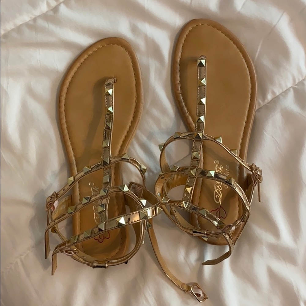 Rose gold studded sandals